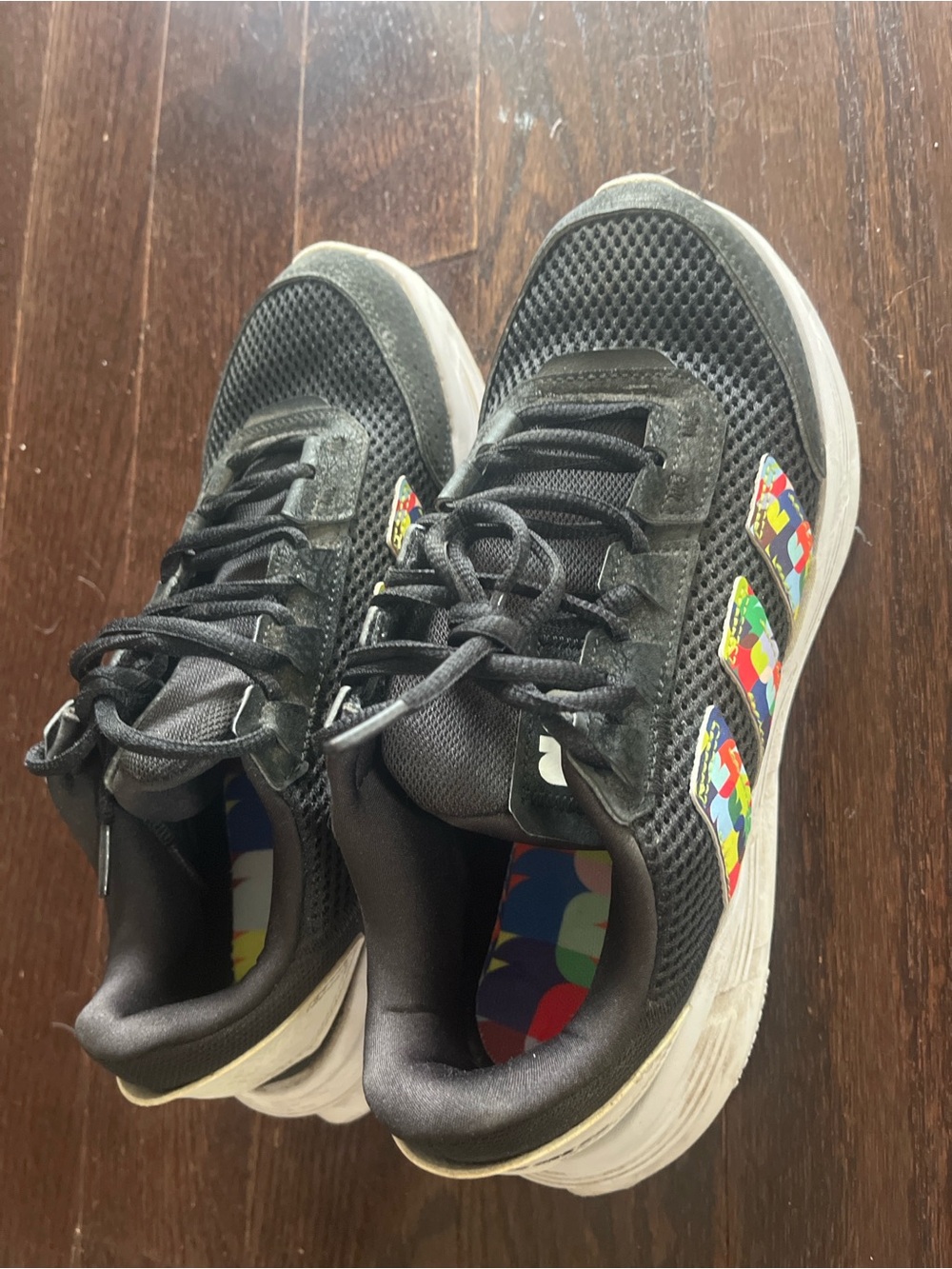FIFA volunteers adidas Black Sneakers with Multicolor Stripe Accents women sz6.5